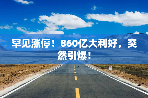 罕见涨停！860亿大利好，突然引爆！
