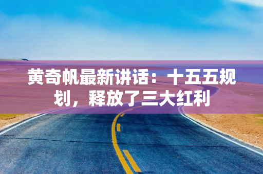 黄奇帆最新讲话：十五五规划，释放了三大红利