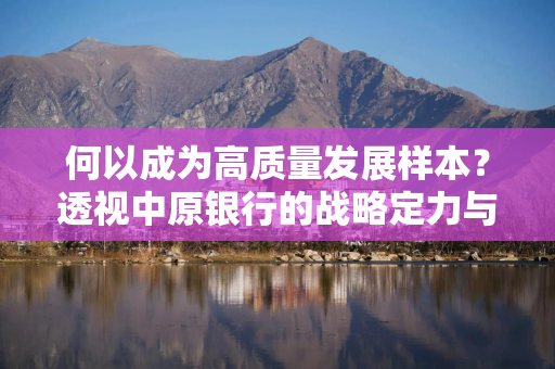 何以成为高质量发展样本？透视中原银行的战略定力与实践智慧