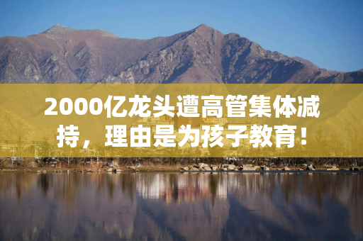 2000亿龙头遭高管集体减持，理由是为孩子教育！