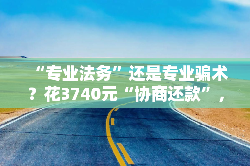 “专业法务”还是专业骗术？花3740元“协商还款”，中介只是发了一条投诉帖