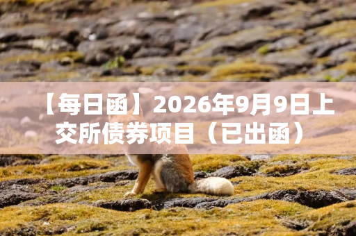 【每日函】2026年9月9日上交所债券项目（已出函）