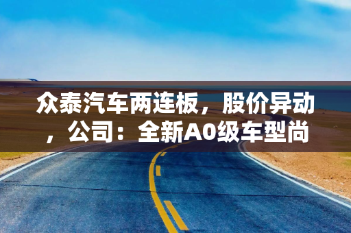 众泰汽车两连板，股价异动，公司：全新A0级车型尚未形成销售