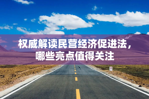 权威解读民营经济促进法，哪些亮点值得关注