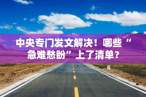 中央专门发文解决！哪些“急难愁盼”上了清单？