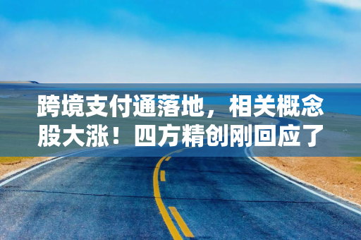 跨境支付通落地，相关概念股大涨！四方精创刚回应了：未参与跨境支付通