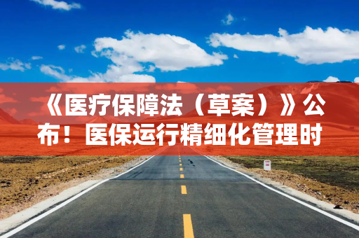 《医疗保障法（草案）》公布！医保运行精细化管理时代到来
