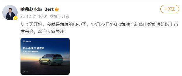 长城魏牌9年8换CEO，哈弗总经理赵永坡接任冯复之__长城魏牌9年8换CEO，哈弗总经理赵永坡接任冯复之