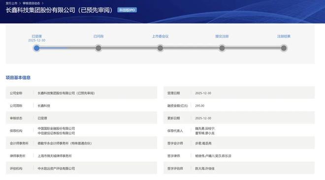拟募资295亿元！国内DRAM龙头IPO受理 预计2025年净利润最高达35亿元