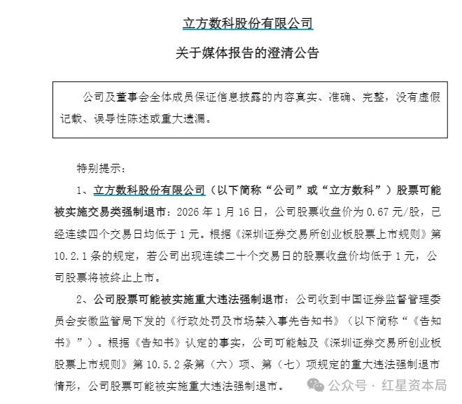 *ST立方实控人绕过董事会私自“喊话”！公司紧急澄清，深交所：涉嫌违规